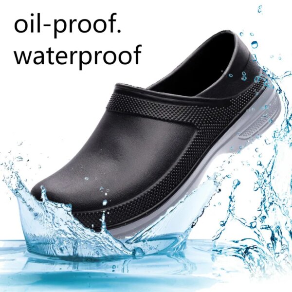 Men's Kitchen Safety Working Slippers  Non-Slip Waterproof Oil-proof Work Mules Clogs Nursing Chef Shoes Plus size 39-49 - Image 2