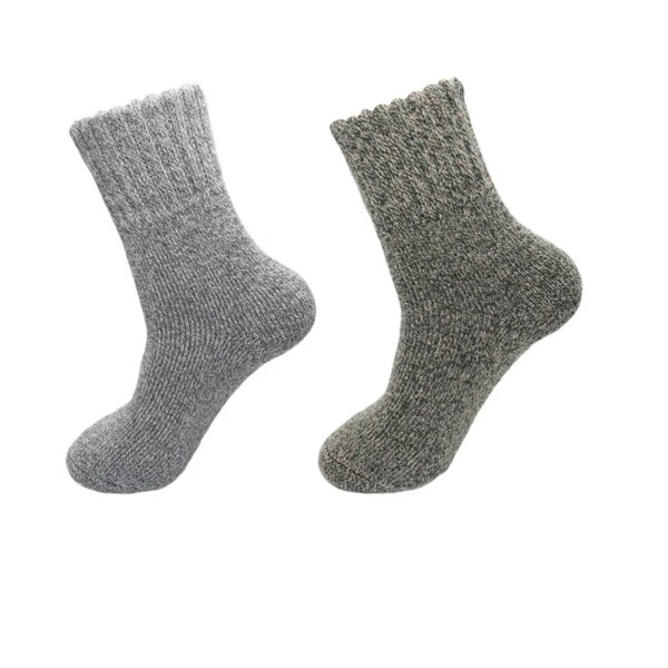 Men's Warm Wool Socks Winter Pure Color Thick Snow Casual Cashmere Business Socks 2 Pair - Image 11