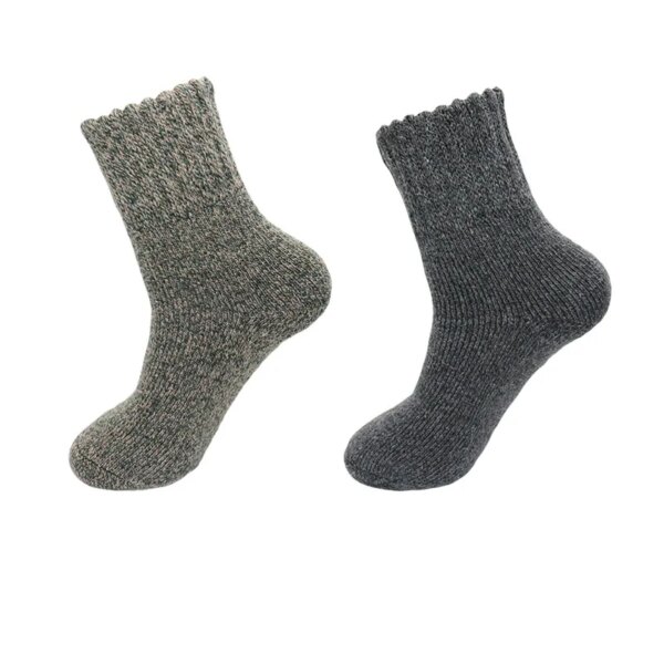 Men's Warm Wool Socks Winter Pure Color Thick Snow Casual Cashmere Business Socks 2 Pair - Image 12