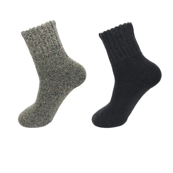 Men's Warm Wool Socks Winter Pure Color Thick Snow Casual Cashmere Business Socks 2 Pair - Image 13