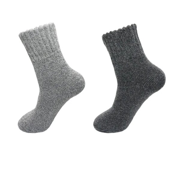 Men's Warm Wool Socks Winter Pure Color Thick Snow Casual Cashmere Business Socks 2 Pair - Image 14