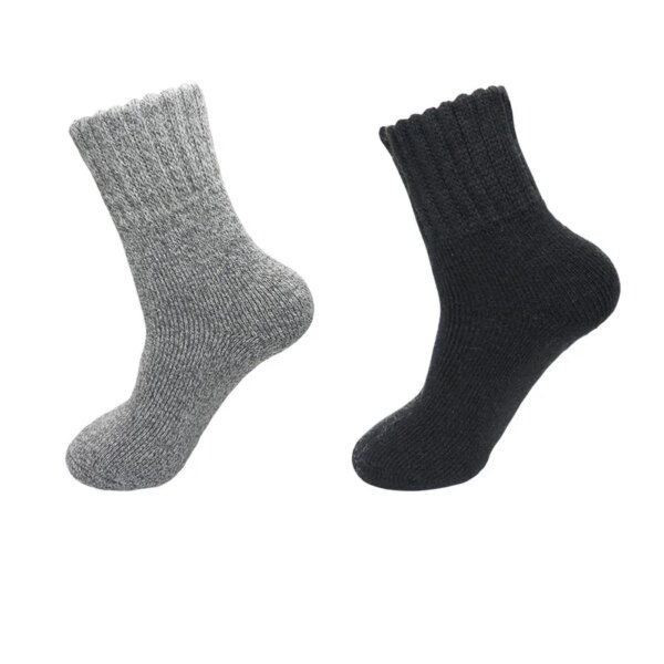 Men's Warm Wool Socks Winter Pure Color Thick Snow Casual Cashmere Business Socks 2 Pair - Image 15