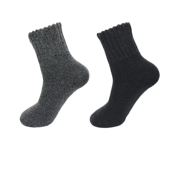 Men's Warm Wool Socks Winter Pure Color Thick Snow Casual Cashmere Business Socks 2 Pair - Image 16