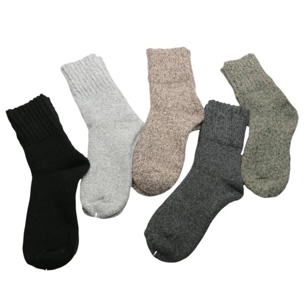 Men's Warm Wool Socks Winter Pure Color Thick Snow Casual Cashmere Business Socks 2 Pair - Image 4