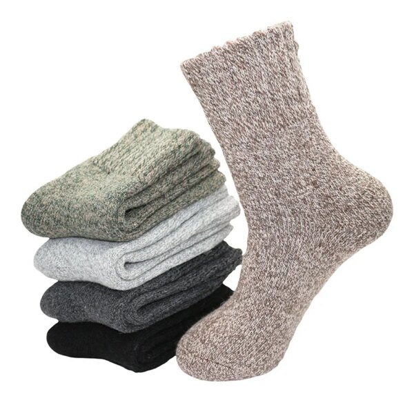 Men's Warm Wool Socks Winter Pure Color Thick Snow Casual Cashmere Business Socks 2 Pair - Image 6