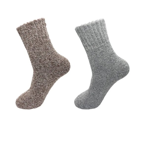 Men's Warm Wool Socks Winter Pure Color Thick Snow Casual Cashmere Business Socks 2 Pair - Image 8