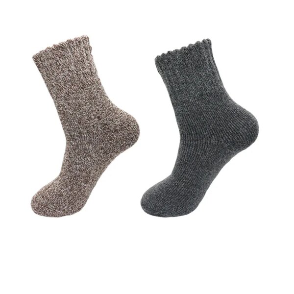 Men's Warm Wool Socks Winter Pure Color Thick Snow Casual Cashmere Business Socks 2 Pair - Image 9