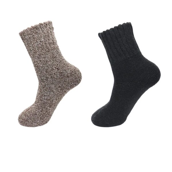 Men's Warm Wool Socks Winter Pure Color Thick Snow Casual Cashmere Business Socks 2 Pair - Image 10