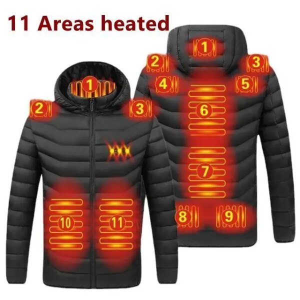 Men's Zone 9 Zone 11 Heated Jacket USB Winter Outdoor Electric Heated Jacket Warm Thermal Jacket Clothing Heated Cotton Jacket - Image 18