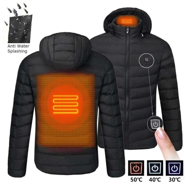 Men's Zone 9 Zone 11 Heated Jacket USB Winter Outdoor Electric Heated Jacket Warm Thermal Jacket Clothing Heated Cotton Jacket - Image 3