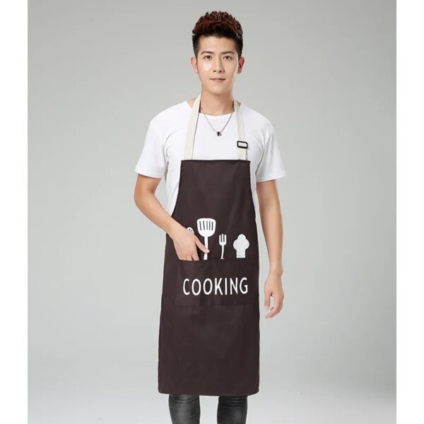 Men's cotton and linen sleeveless apron kitchen oil and dirt protective overalls custom LOGO gowns - Image 3