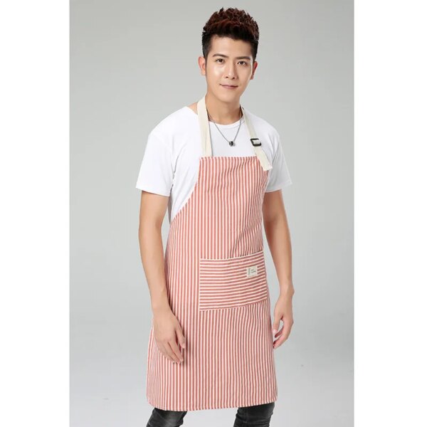 Men's cotton and linen sleeveless apron kitchen oil and dirt protective overalls custom LOGO gowns - Image 6