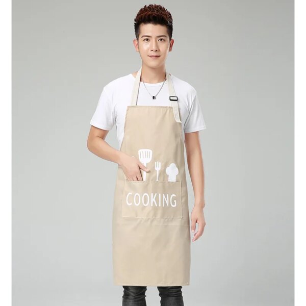 Men's cotton and linen sleeveless apron kitchen oil and dirt protective overalls custom LOGO gowns - Image 7