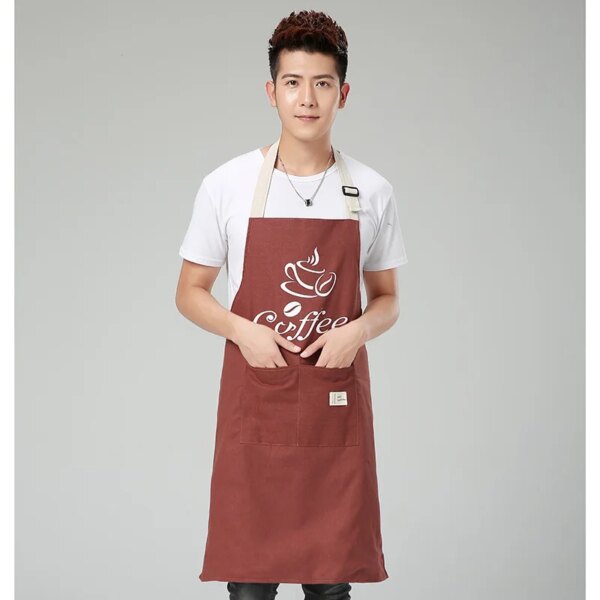 Men's cotton and linen sleeveless apron kitchen oil and dirt protective overalls custom LOGO gowns