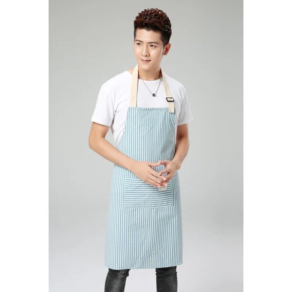 Men's cotton and linen sleeveless apron kitchen oil and dirt protective overalls custom LOGO gowns - Image 8