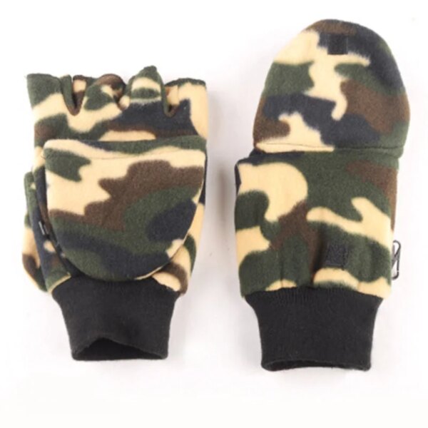 Military men's warm and cold outdoor fitness sports photography fishing half-finger hooded shooting gloves E7 - Image 5