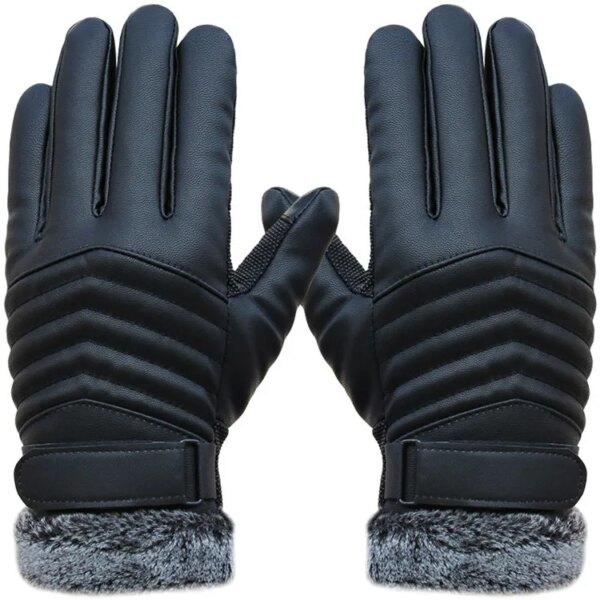 New Autumn Winter Velvet Gloves Men Touch Screen Mittens Glove Male Thickening Hiking riding Outdoor Non-slip Leather Gloves - Image 7