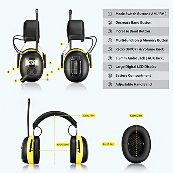 New Electronic Noise Reduction Earmuff Hearing Protector Headphone Digital AM / FM Radio Stereo Hearing Protection Ear Muffs - Image 3