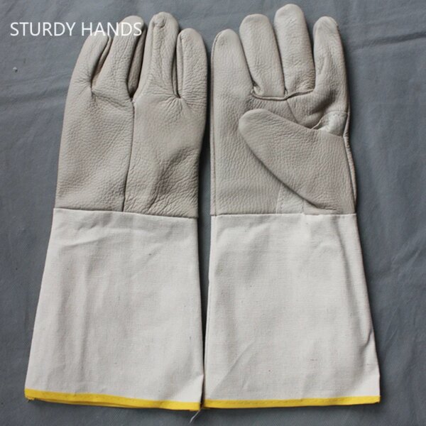 One Pair Lengthen Fireproof Heat Resistant Cow Leather Gloves Welding Work Gloves Protective Gloves for Welders Against Scalding - Image 3