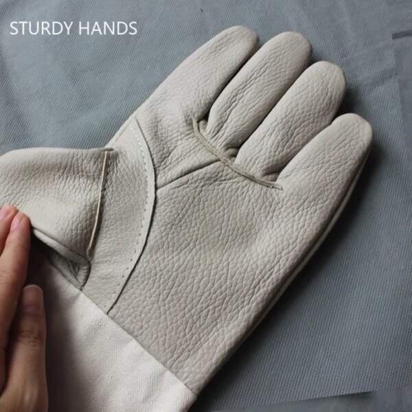 One Pair Lengthen Fireproof Heat Resistant Cow Leather Gloves Welding Work Gloves Protective Gloves for Welders Against Scalding - Image 4