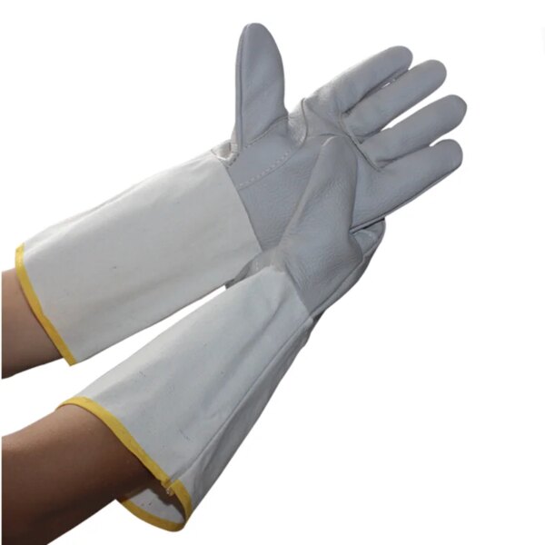 One Pair Lengthen Fireproof Heat Resistant Cow Leather Gloves Welding Work Gloves Protective Gloves for Welders Against Scalding - Image 6