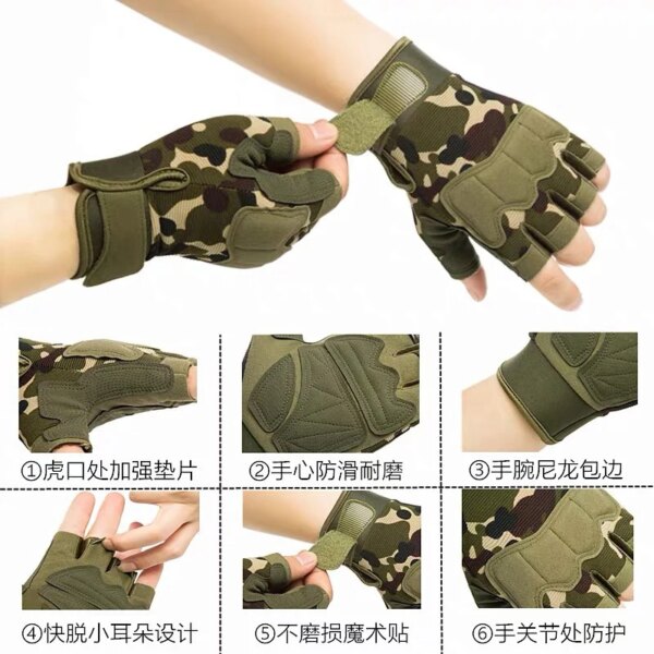 Outdoor Fingerless Motorcycle Gloves Touchscreen Military Protective Tactics Half Finger Racing Motorbike Cycling Gloves - Image 2