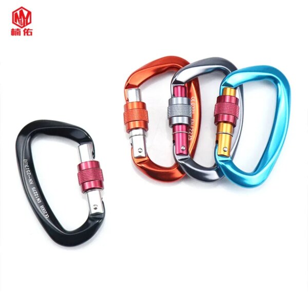 Portable Carabiner 25KN Lock Rope Glide Outdoor Climbing Lock Aerial Work Buckle Safety Buckle Safety Hook