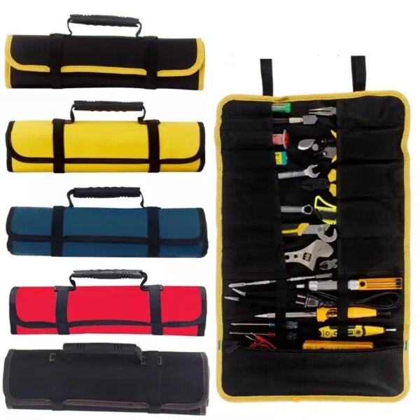 Portable Tool Roll Bag Pouch Wrench Screwdriver Pliers Roll Bag Case Canvas Roll Tool Bag Organizer Tools Storage Bag Case - Image 11