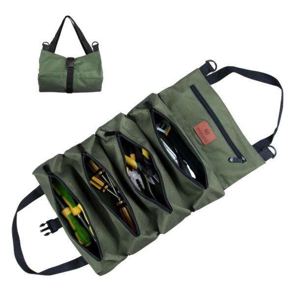 Portable Tool Roll Bag Pouch Wrench Screwdriver Pliers Roll Bag Case Canvas Roll Tool Bag Organizer Tools Storage Bag Case