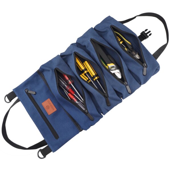 Portable Tool Roll Bag Pouch Wrench Screwdriver Pliers Roll Bag Case Canvas Roll Tool Bag Organizer Tools Storage Bag Case - Image 8