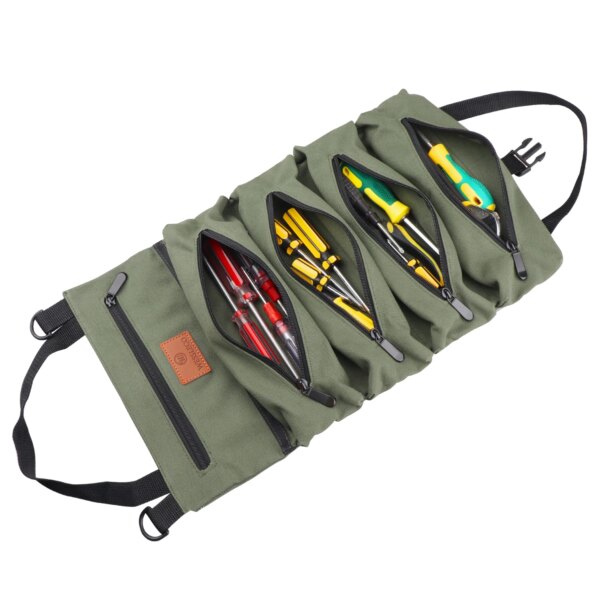 Portable Tool Roll Bag Pouch Wrench Screwdriver Pliers Roll Bag Case Canvas Roll Tool Bag Organizer Tools Storage Bag Case - Image 9