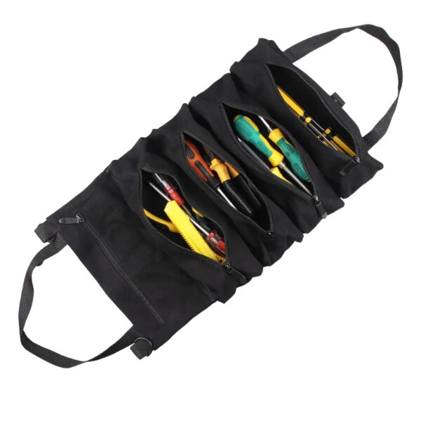 Portable Tool Roll Bag Pouch Wrench Screwdriver Pliers Roll Bag Case Canvas Roll Tool Bag Organizer Tools Storage Bag Case - Image 10