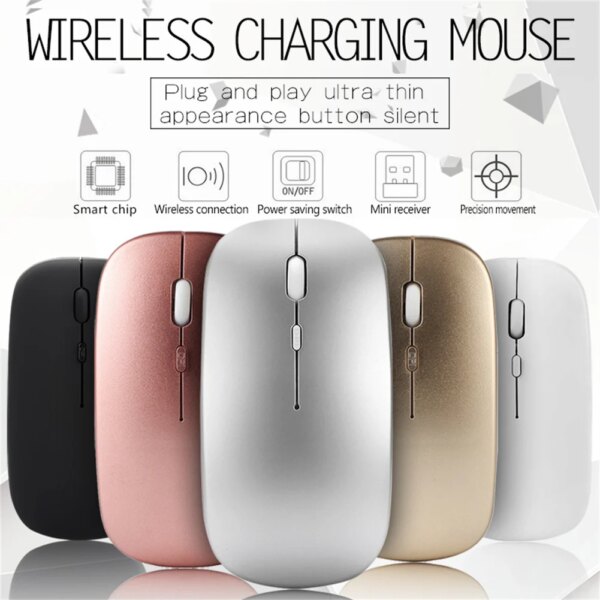 RYRA Wireless Mouse Rechargeable Charging 2.4G Bluetooth Mouse Ultra-Thin Silent PC Notebook Mice Home Office For WIN MacOS XP - Image 2