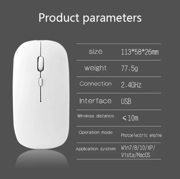 RYRA Wireless Mouse Rechargeable Charging 2.4G Bluetooth Mouse Ultra-Thin Silent PC Notebook Mice Home Office For WIN MacOS XP - Image 4