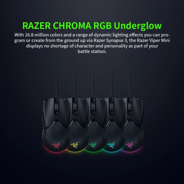 Razer Thundersnake Viper Mini Edition Optical Sensor Light USB Computer Mouse Esports Game Mouse Wired Office Notebook RGB Mouse - Image 2