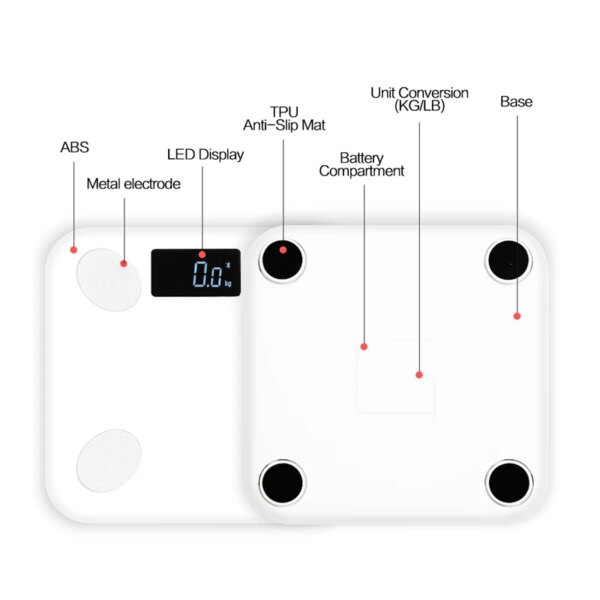 SDARISB Bluetooth scales floor Body Weight Bathroom Scale Smart Backlit Display Scale Body Weight Body Fat Water Muscle Mass BMI - Image 2