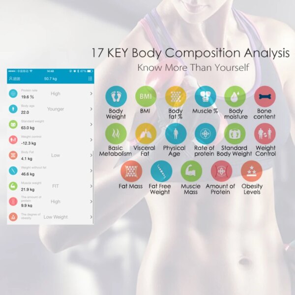 SDARISB Bluetooth scales floor Body Weight Bathroom Scale Smart Backlit Display Scale Body Weight Body Fat Water Muscle Mass BMI - Image 3