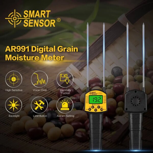 SMART SENSOR AR991 Professional Digital Grain Moisture Meter for Corn Wheat Rice Bean Peanut Grain Measurement Moisture Tester - Image 3