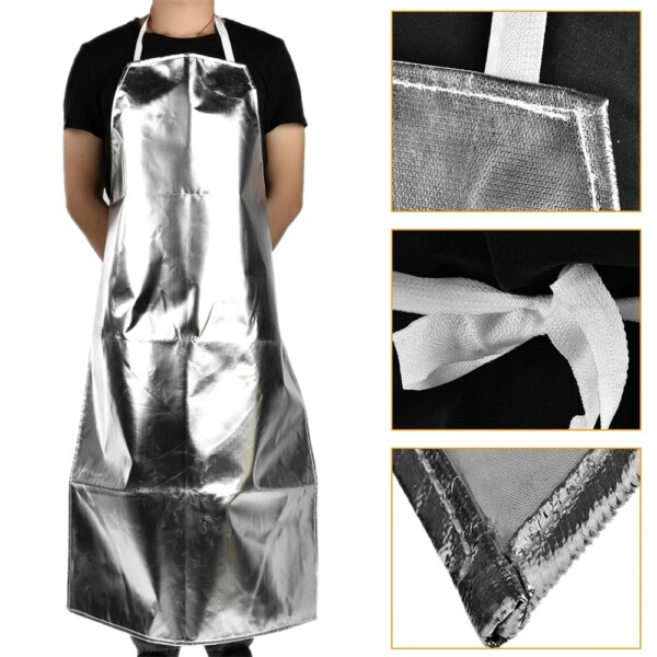 Safe Welding Apron Flame Heat Resistant Protective Clothing Anti-scalding Splash-proof Aluminum Foil BBQ Apron For Cook Welding - Image 3