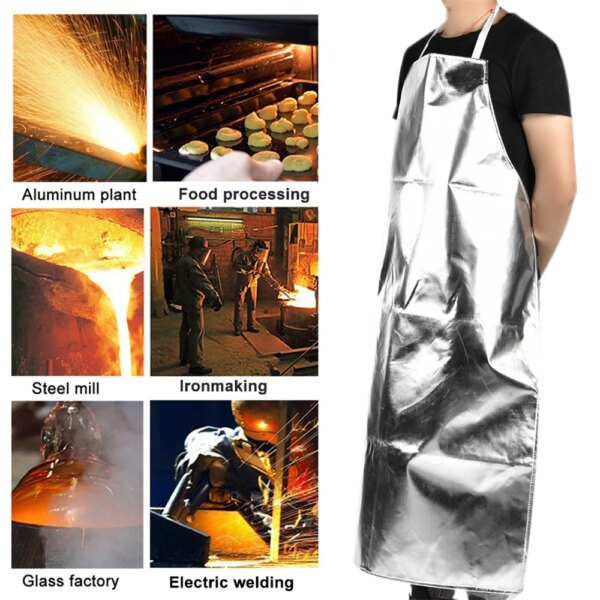 Safe Welding Apron Flame Heat Resistant Protective Clothing Anti-scalding Splash-proof Aluminum Foil BBQ Apron For Cook Welding