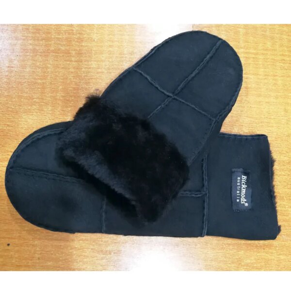 Sheepskin Fur Gloves Women's Winter Cold Warm Men's Leather Thicken Mittens Hand Sewn Black Sheepskin Wool - Image 3