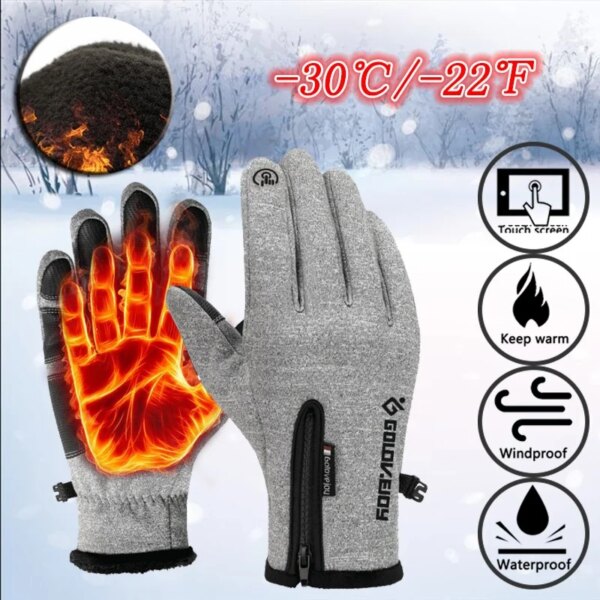 Ski Gloves Winter Waterproof Windproof Fluff  Warm Cold Weather Gloves For Sport Mountaineering Cycling Touchscreen  Anti Slip