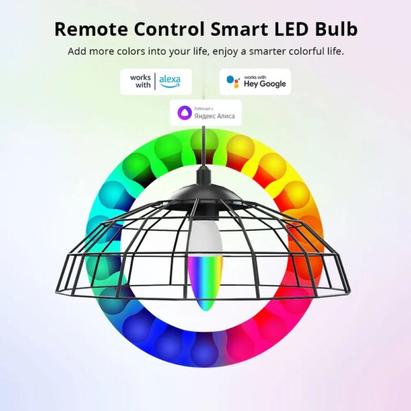 Smart Light Bulb WiFi/Zigbee E14 Dimmable Candle Lamp RGB+CW+WW 5W eWelink APP Voice Control Works With Alexa Google Home Alice - Image 2