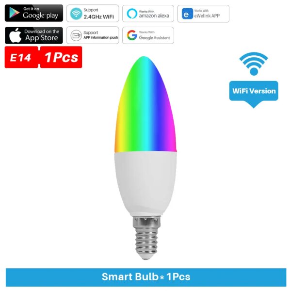 Smart Light Bulb WiFi/Zigbee E14 Dimmable Candle Lamp RGB+CW+WW 5W eWelink APP Voice Control Works With Alexa Google Home Alice - Image 7