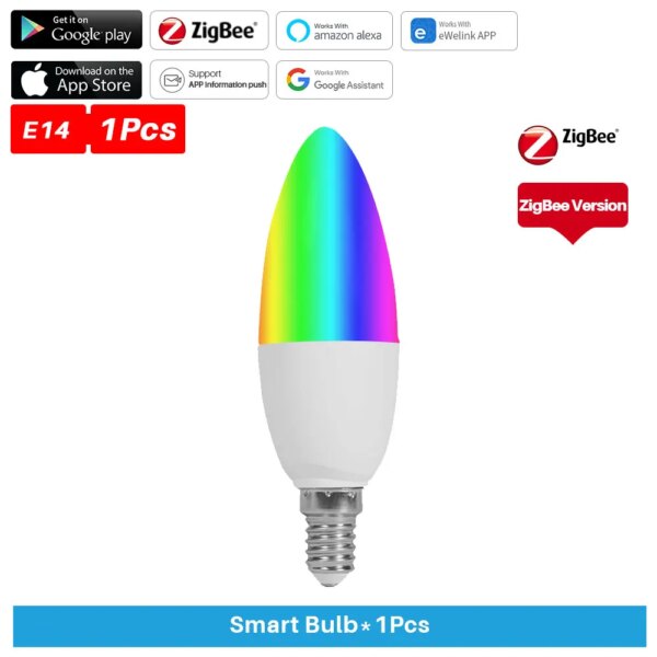 Smart Light Bulb WiFi/Zigbee E14 Dimmable Candle Lamp RGB+CW+WW 5W eWelink APP Voice Control Works With Alexa Google Home Alice - Image 8