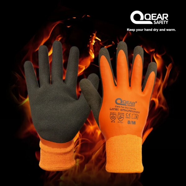 Thermal Work Safety Gloves, Fully Warm Fleece Lining Inside, Water- Proof Rubber Latex Coated,Anti-slip Palm, Winter Use - Image 4