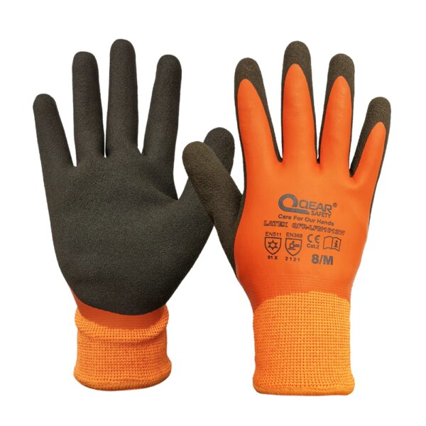 Thermal Work Safety Gloves, Fully Warm Fleece Lining Inside, Water- Proof Rubber Latex Coated,Anti-slip Palm, Winter Use - Image 6