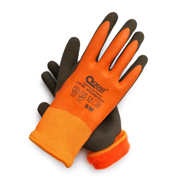 Thermal Work Safety Gloves, Fully Warm Fleece Lining Inside, Water- Proof Rubber Latex Coated,Anti-slip Palm, Winter Use - Image 9