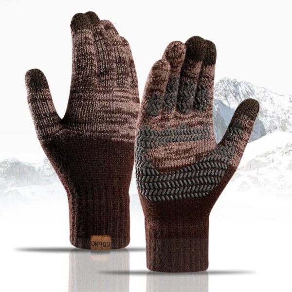 Touch Screen Gloves For Winter Wool Knitted Men's Gloves Female Warm Mitten Outdoor Driving Cold-proof Glove Guantes Mitt - Image 2