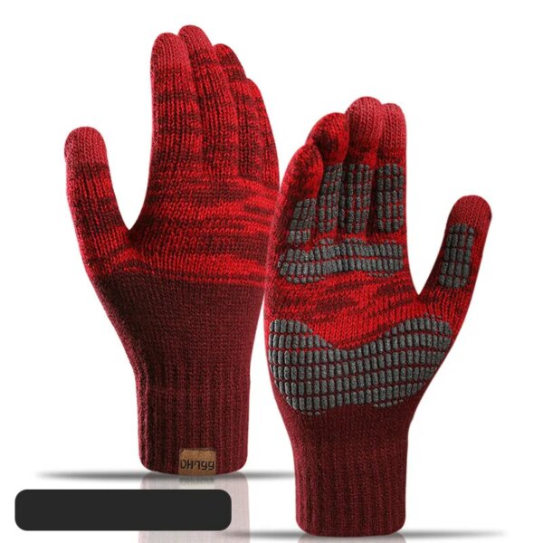 Touch Screen Gloves For Winter Wool Knitted Men's Gloves Female Warm Mitten Outdoor Driving Cold-proof Glove Guantes Mitt - Image 3